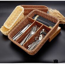 筷笼藤编仿篮筷子收纳整理盒分格刀叉勺西架沥水篮塑料餐具收纳盒