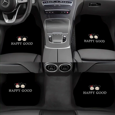 Cute Cartoon Car Decorative Floor Mats, Special-Shaped, Cuttable, Washable, Interior Soil-Scratching Pvc Wire Ring Floor Mats, Anti-Fouling (Avtomobil döşəmə paspasları) - style-1-four-piece-car-set