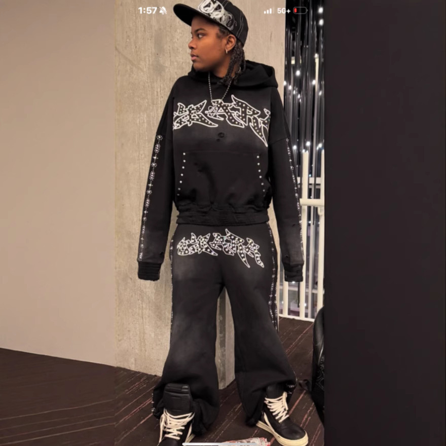 Ensemble sweat à capuche et jogging streetwear - Survêtement hip-hop unisexe à manches courtes et pantalon à cordon de serrage, vêtements de sport décontractés en mélange de coton_voghion.com