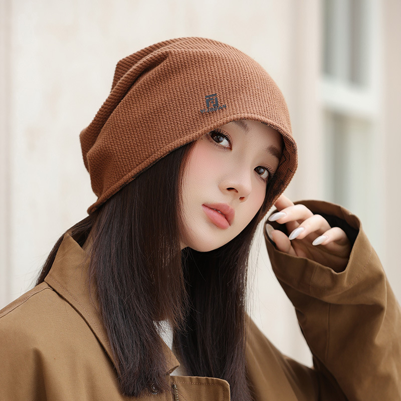 双面戴保暖针织毛线帽秋冬新款帽子女款防风包头帽韩系休闲堆堆帽|undefined