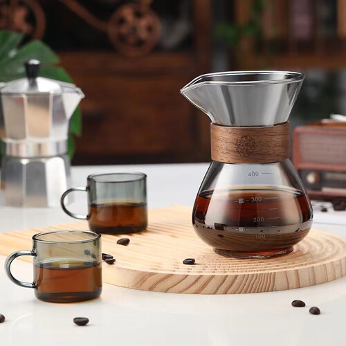 Flat sharing pot, glass coffee pot, hand brewing pot with scale, sharing pot, moka pot, filter cup