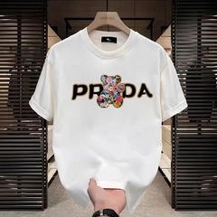 夏の百合男性半袖tシャツゆるい丸首2024新潮牌大コード韓国版アニメ半袖上着