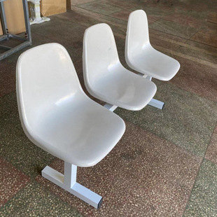 Row Chair Plastic Fiberglass Chair Three-Person Back Chair Outdoor Supermarket Waiting Chair Props Popular Bench White