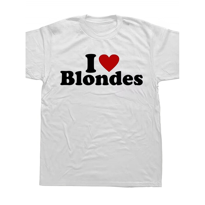 【European Size Cotton T-Shirt】Fun "I Love Blonde Girls" Themed T-Shirt—For Boyfriends, Men, and Both Men and Women