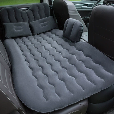 Bed Outdoor Travel Flocked Mattress: Vehicle-mounted inflatable bed - head-guard-type-flocking-black