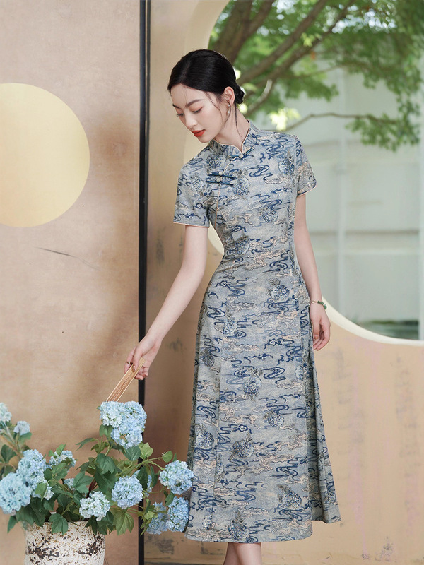 妈妈修身旗袍年轻款新款气质中国风女装民国复古改良优雅旗袍淑女|undefined