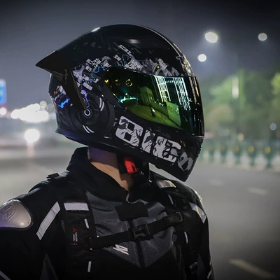 Motosiklet kaskı (dəbilqə), Motorcycle Helmet Men's Retro Motorcycle - sichuan-xizang-gray-with-colorful-colors-m