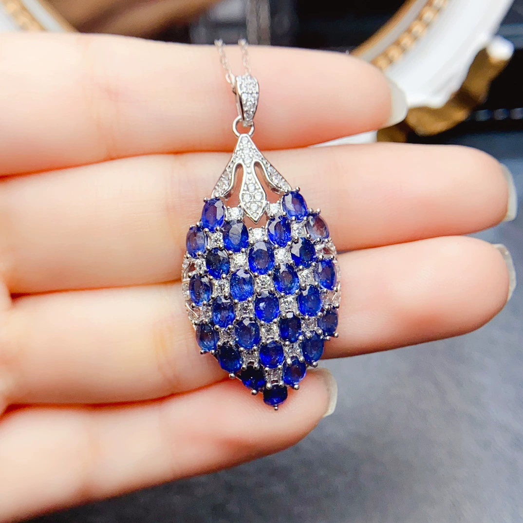 Новый натуральный сапфир подвеска S925 Серебряный инкрустированный основной камень 3*4 мм