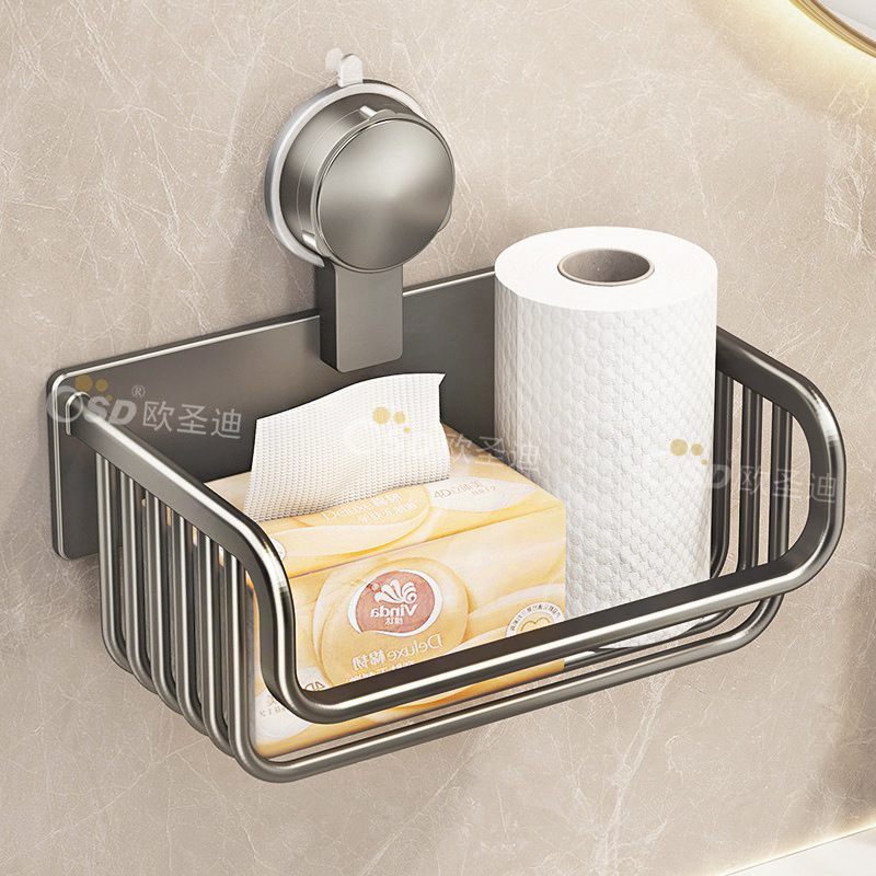 Suction Cup Toilet Paper Storage Rack Toilet Paper Holder Tissue Box Toilet Bathroom Toilet Paper Roll Holder Wall Hanging Without Punching
