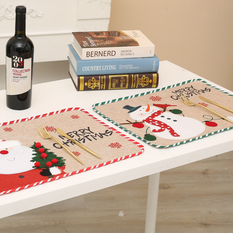 Christmas cross-border table mat decoration home supplies cartoon old man linen placemat atmosphere arrangement gift ornaments