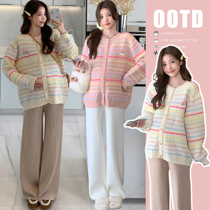 2026 New Style Maternity Colorful Good Luck Jacket Soft Knit Thick Wide-Leg Pants Set 2026 New Style Maternity Colorful Good Luck Jacket Soft Knit Thick Wide-Leg Pants Set