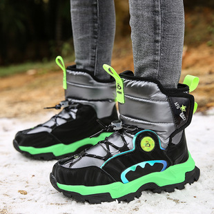 Children's Snow Boots Thickened Plush 2024 New Boys Snow Shoes Outdoor Mountaineering Cotton Shoes Boys Big Cotton Shoes