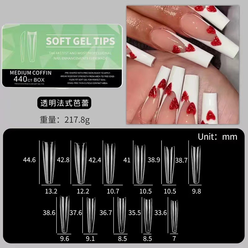 Amazon porcelana caja blanca esmalte de uñas ultra-delgada sin costuras esmerilado gota de agua larga almendra tallado libre esmalte de uñas 550 piezas/caja
