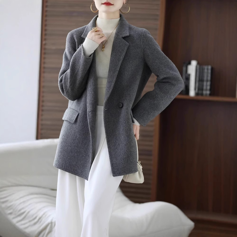 New Wool Coat for Women, Mid-Length Double-Sided Wool Coat, Autumn and Winter Temperament, Versatile Slimming Suit Wool Coat