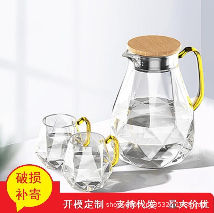 Botella de agua fría de diamante botella de agua de vidrio de gran capacidad hogar frío blanco agua abierta taza traje de vidrio de borosilicato botella de agua fría