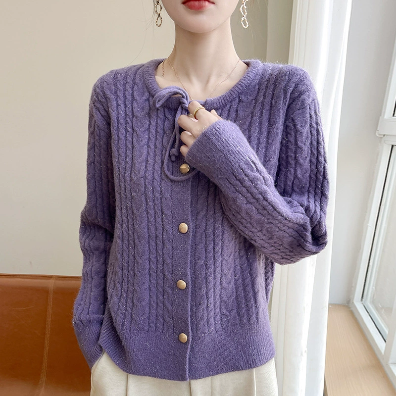 Demi-season cardigan with a round collar, sweater, design jacket, oversize, trend of season