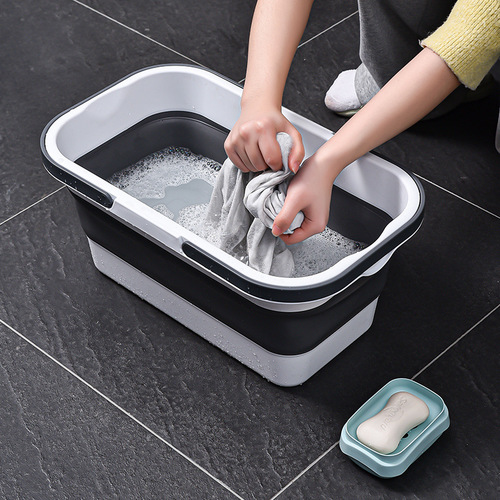 Household mop bucket plastic folding bucket portable large mop bucket rectangular household portable mop bucket