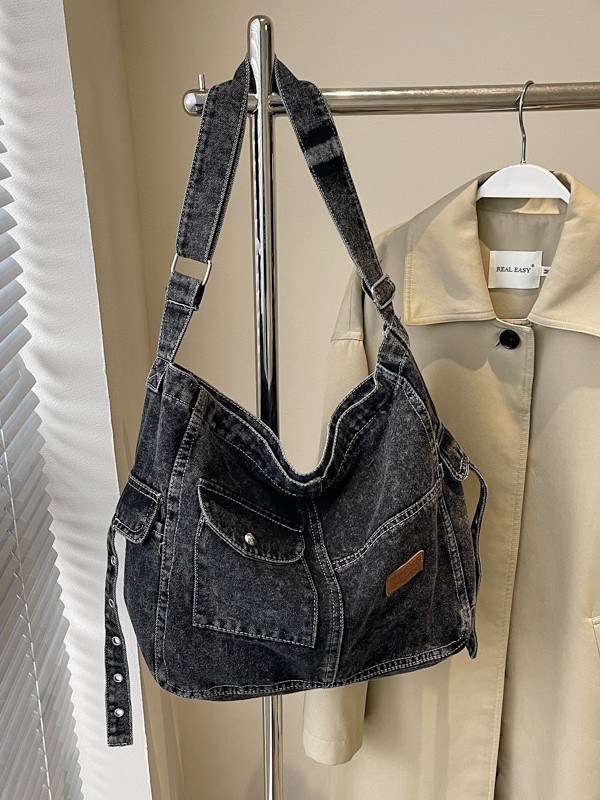 Bolso de mezclilla Tote para mujer 2025 nuevo y práctico bolso de hombro de cercanías bolso de mensajero retro de mezclilla de gran capacidad