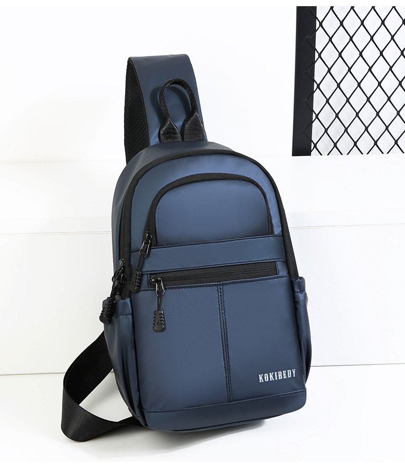 New men's chest bag, casual large-capacity single-shoulder crossbody bag, Korean-style motorcycle bag, water-resistant trendy backpack, cross-border undefined