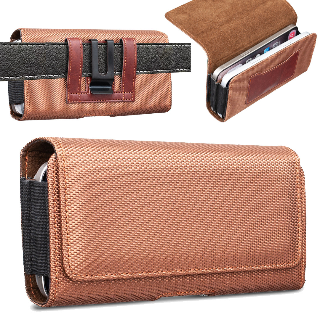 BFB22 New Double-Layer Horizontal Waist Bag Oxford Cloth Universal Protective Cover Black/Brown