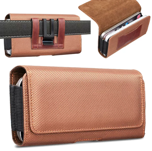 BFB22 New Double-Layer Horizontal Waist Bag Oxford Cloth Universal Protective Cover Black/Brown