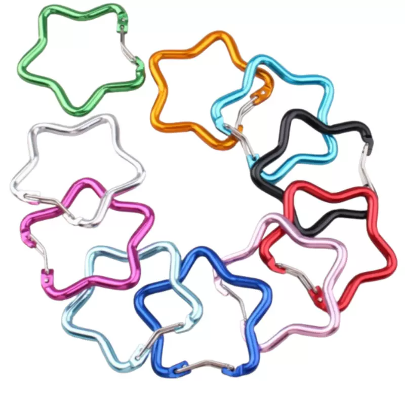 氧化彩色钢丝五角星登山扣户外铝合金挂钩星星快挂饰品玩具连接扣