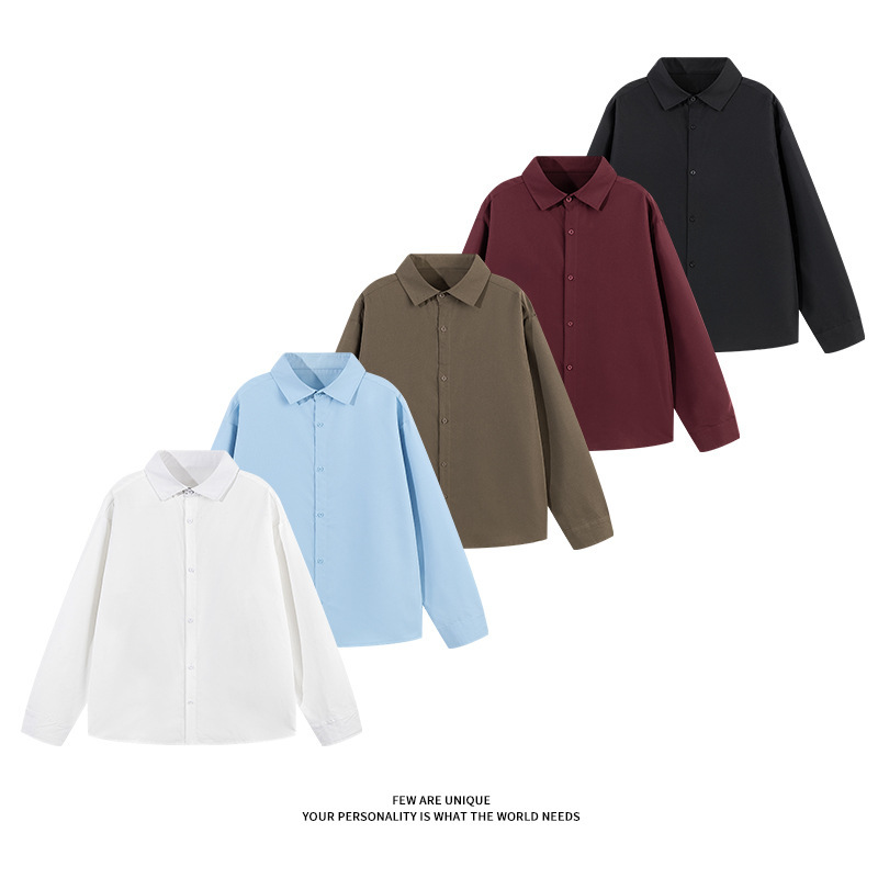 Solid Color Youthful Long-Sleeve Shirt for Men and Women, Autumn American Retro Couple Shirt, Vibe High Street Trendy Brand Turn-Down Collar Top Solid Color Youthful Long-Sleeve Shirt for Men and Women, Autumn American Retro Couple Shirt, Vibe High Street Trendy Brand Turn-Down Collar Top