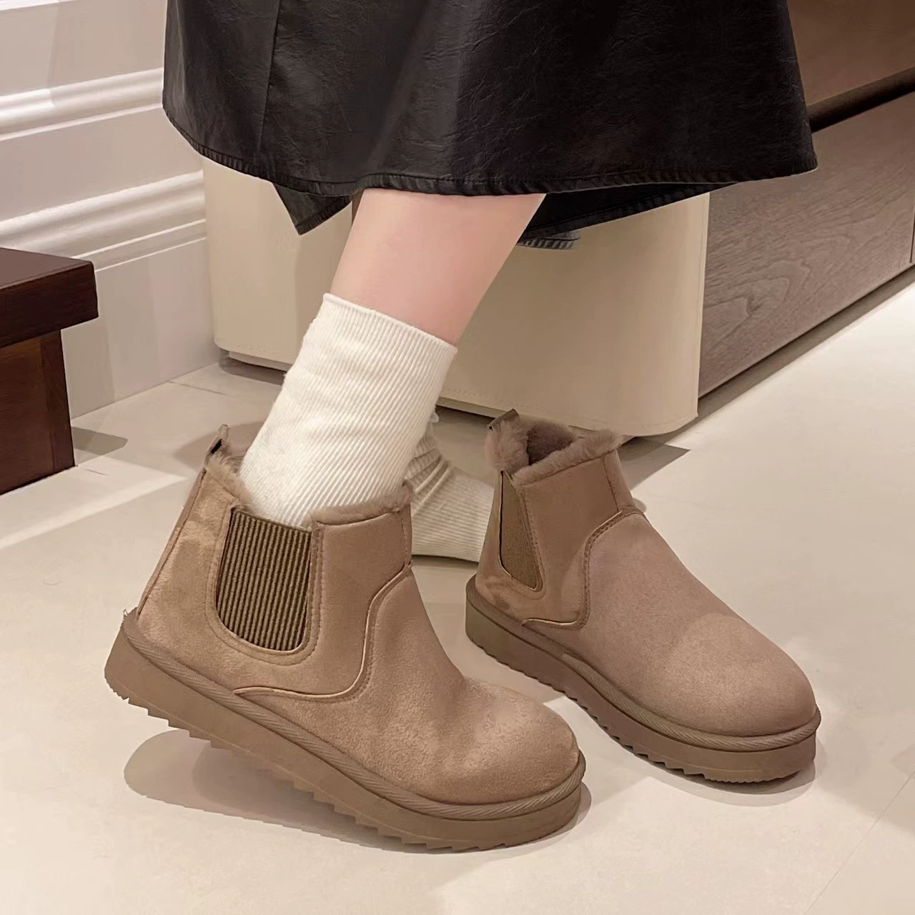 Женские зимние ботинки низкие до щиколотки, с меховой подкладкой, лёгкие, нескользящая подошва, 36–44