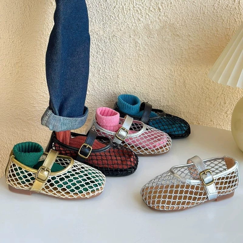 Детская сетка Принцесса обувь Летняя новая детская сетчатая полая маленькая кожаная обувь мягкая подошва baby baotou римские сандалии