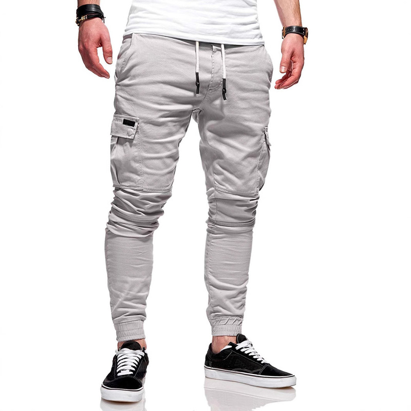 Autumn and Winter Classic Three-Dimensional Patch Pocket Slim Pants Drawstring Elastic Sports Baggy Long Casual Jogger Pants