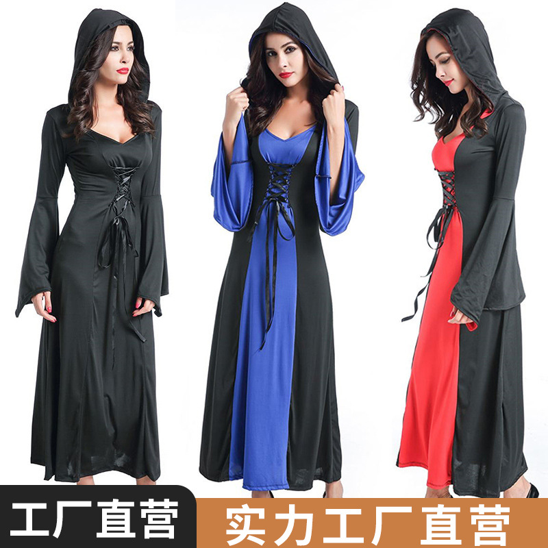 Medieval Costume Halloween Magic Witch Costume Holiday Role-Playing Masquerade Long Dress