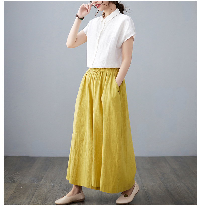 Solid Color Linen Wide-Leg Pants NSYF60881