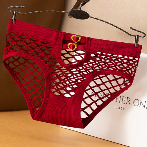 Women's underwear sexy and alluring large size net sand live broadcast new style metal breathable triangle pants factory direct sales 