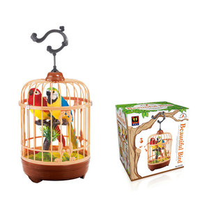 518-2 genuine goods West Knight Voice Control Induction Birdcage Simulation Double Bird Puzzle Electric Bird Stall Wholesale Boutique