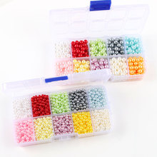 跨境新品   有孔塑料圆珠散珠DIY饰品配件 3-10mm 仿珍珠盒装