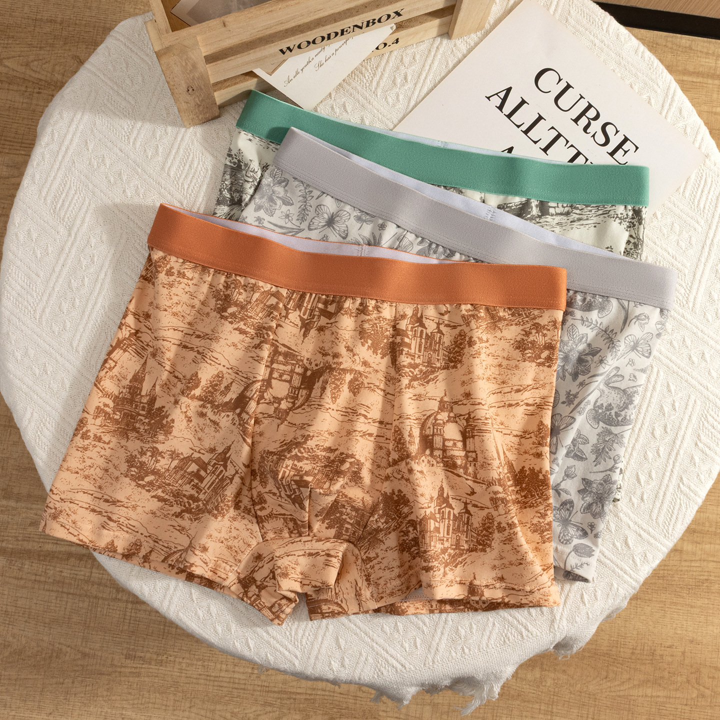 Explosión de la nueva ropa interior china de hombre algodón 7A, seda de morera antibacteriana, entrepierna transpirable y cómodas pantalones de cuatro hombres al por mayor