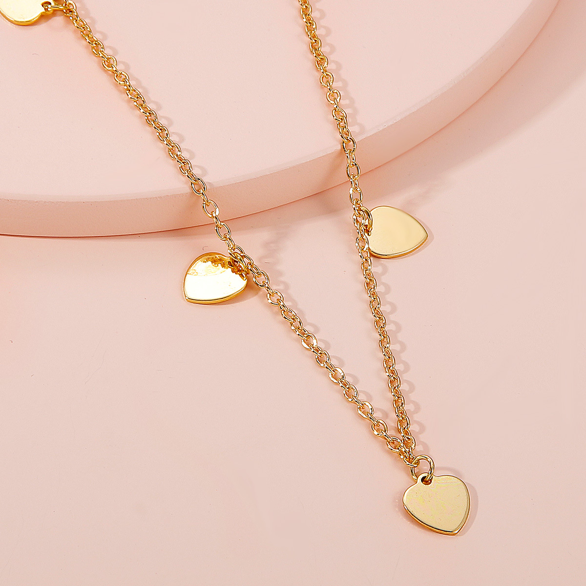 Cross-border New Arrival Multi-layer Love Necklace Sweater Chain European And American Fashion Small Peach Heart Twin Clavicle Chain Double-layer Set Chain For Women display picture 4