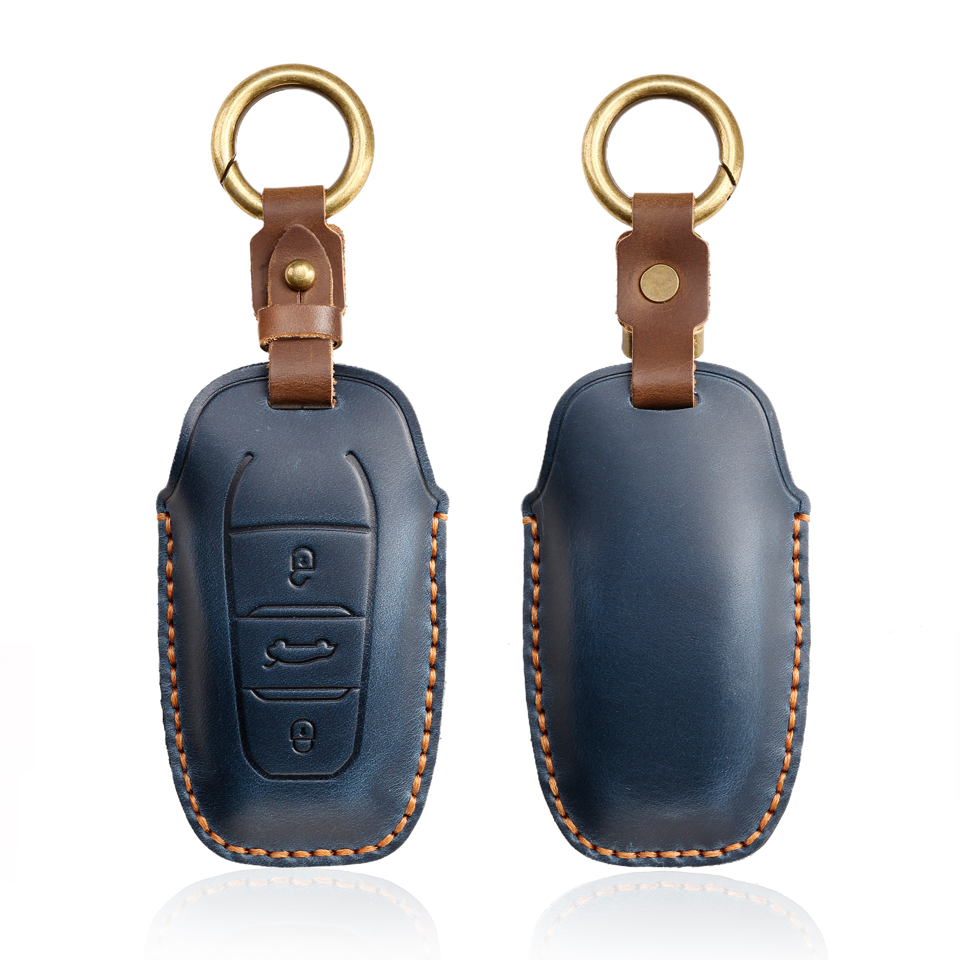 Retro Key Cover Suitable for Dongfeng Peugeot 5008 Key Cover Citroen Car Leather Key Case Buckle