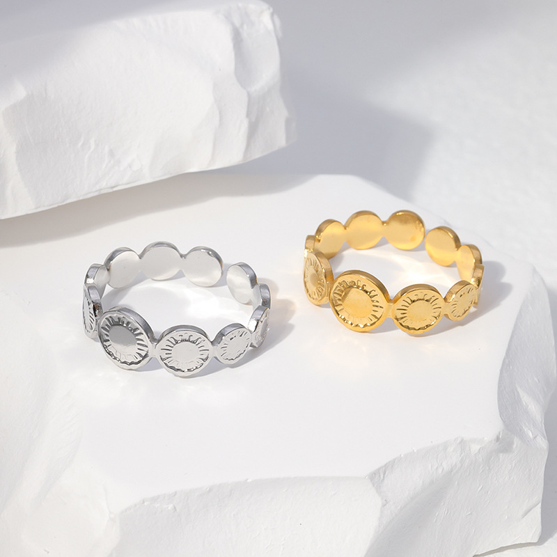 Fashion Geometric Stainless Steel Plating Open Ring