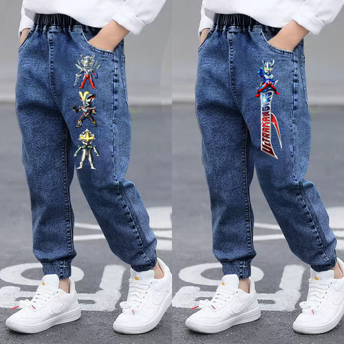 Ultraman Boys' Denim Pants 2025 Spring and Autumn Children's Autumn Thickened Loose Pants Boys' Older Kids' Casual Trousers
