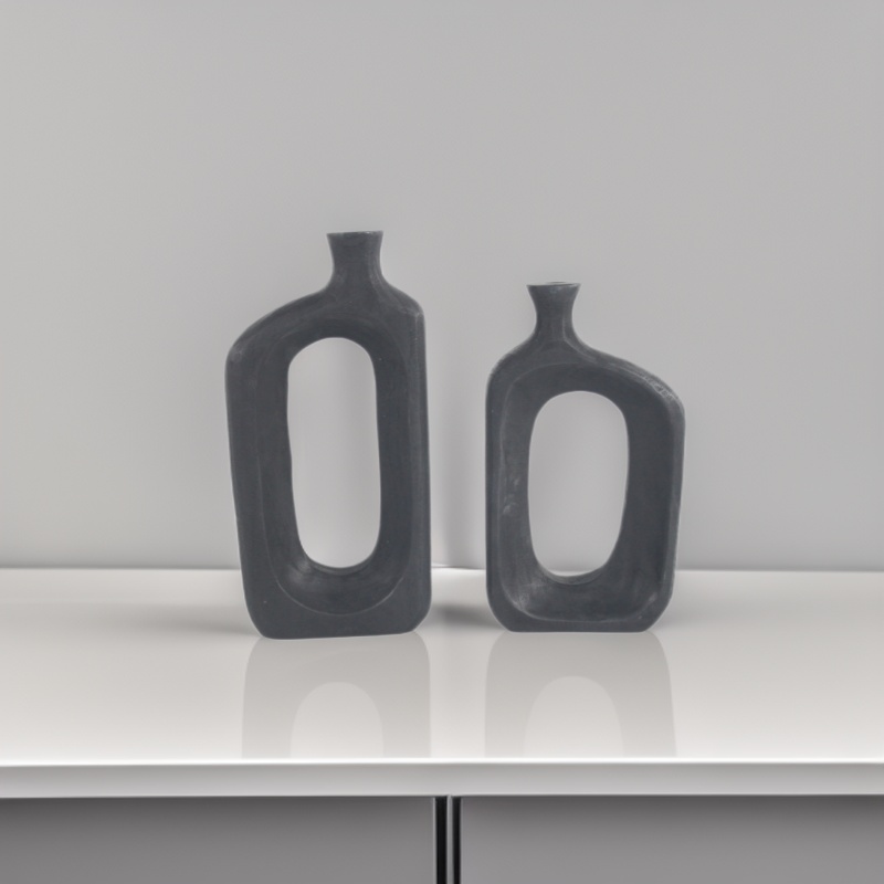 조용한 바람 집 숙박 거실 검은 탄화 단단한 나무 장식 꽃병 장식품 촬영 소품의 공장 판매