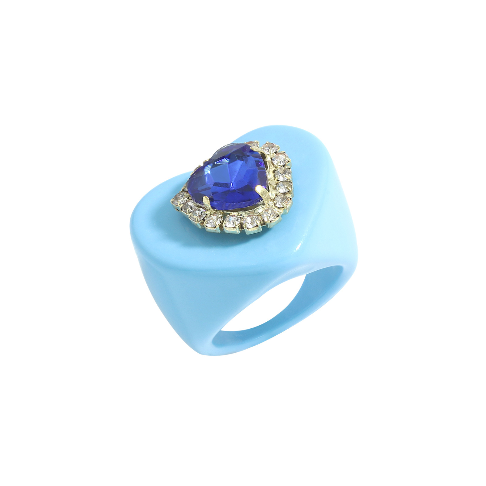 Nihaojewelry wholesale jewelry new style simple color resin heart diamond ring