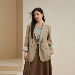 【柏林】可露丽风翻驳领西装外套纤莉秀大码女装胖mm2025秋装新款