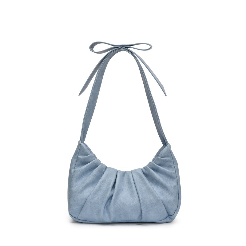 Bolso de axila popular de este año 2025 primavera y verano nuevo bolso femenino lindo bolso de lazo bolso de hombro plisado de moda