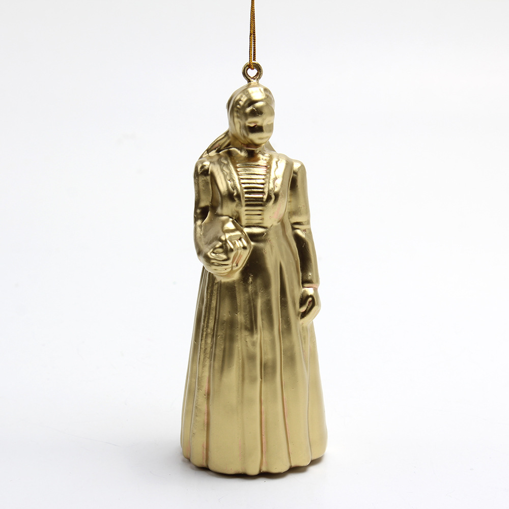 Golden women's glass pendant