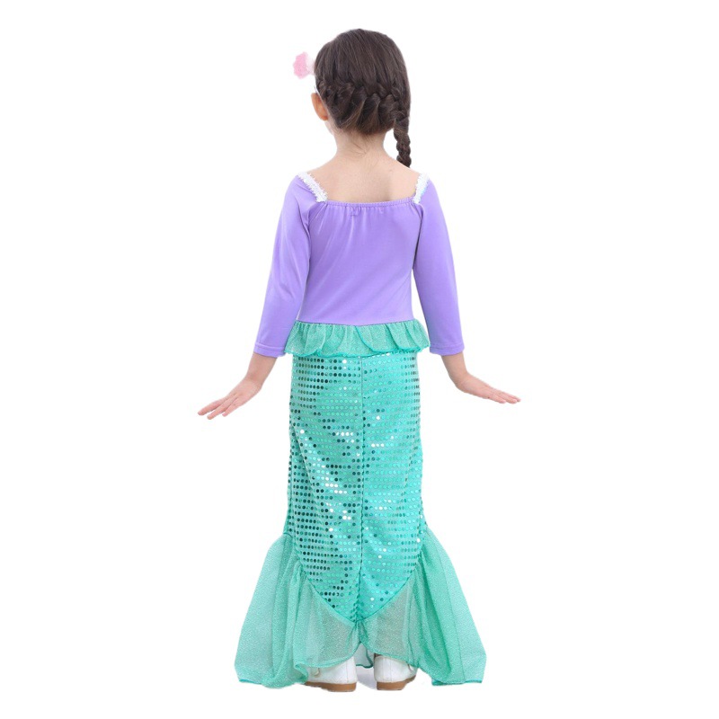 Vestido de sirena para niñas de Navidad 2018 Comercio exterior vestido de noche de manga larga vestido de lentejuelas para niños vestido de princesa
