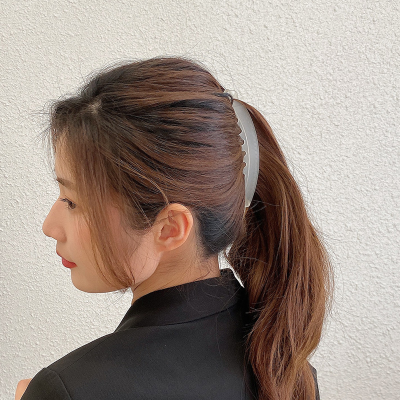 工場直販 日韓人気 フロスト加工 新品 ワンワードヘアクリップ レトロ風 万能 透明カラー ポニーテールヘアクリップ ヘアアクセサリー|undefined