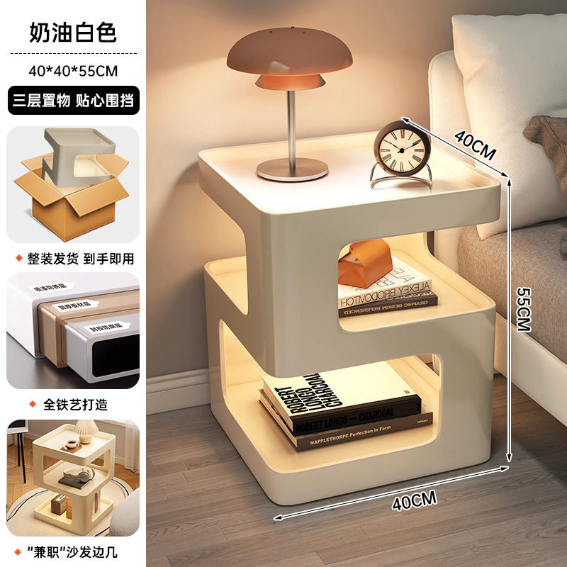 Mesa de cabezal de cama dormitorio armario de almacenamiento armario de almacenamiento estante de libros simple estante de visualización multifuncional estante de almacenamiento lateral doméstico