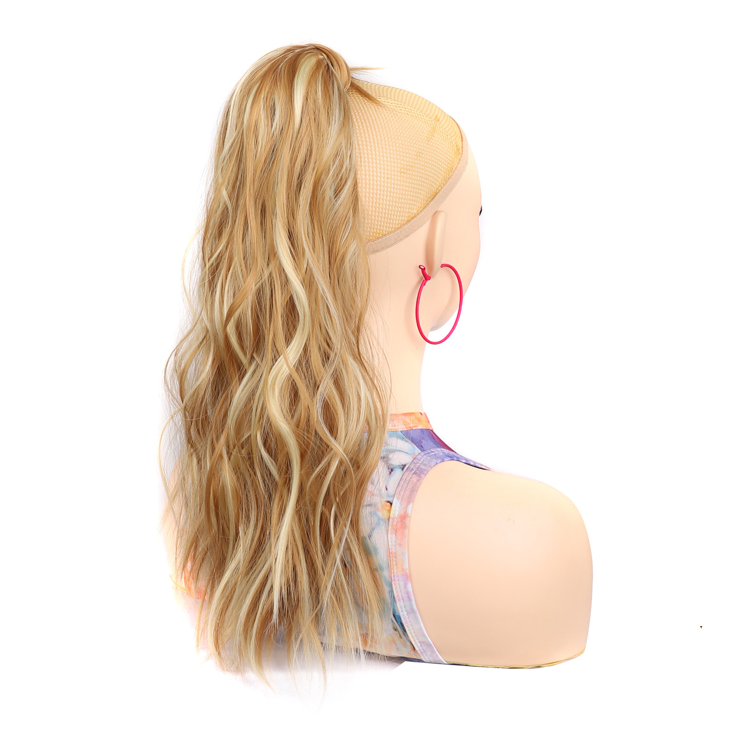 Queue de cheval de perruque de commerce extérieur, queue de cheval bouclée ondulée à l'eau, queue de cheval Velcro à gros cheveux bouclés ondulés, queue de cheval bouclée_voghion.com