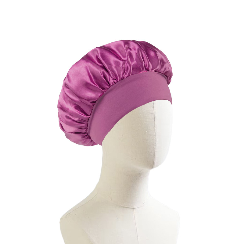 Gorro de Noche de Satén para Mujer con Borde Ancho para Dormir y Cuidado del Cabello image 17